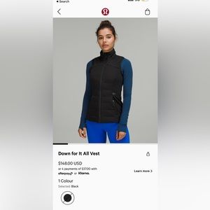 Lululemon down for it all vest